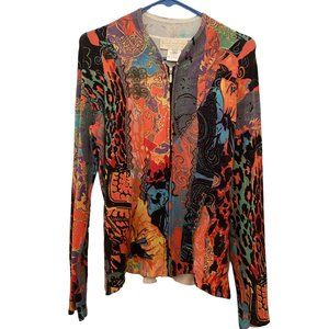 Nina Raynor multicolored embellished zipped stretched cardigan sz M